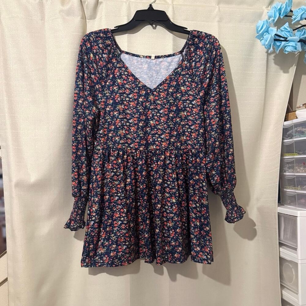 Orange Ditsy Floral Blouse or Mini Dress - Picture 5 of 5